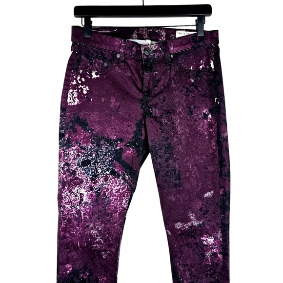 Rag & Bone Galaxy Print Legging Skinny Ankle Jeans, Purple, Size 29 - Picture 3 of 13
